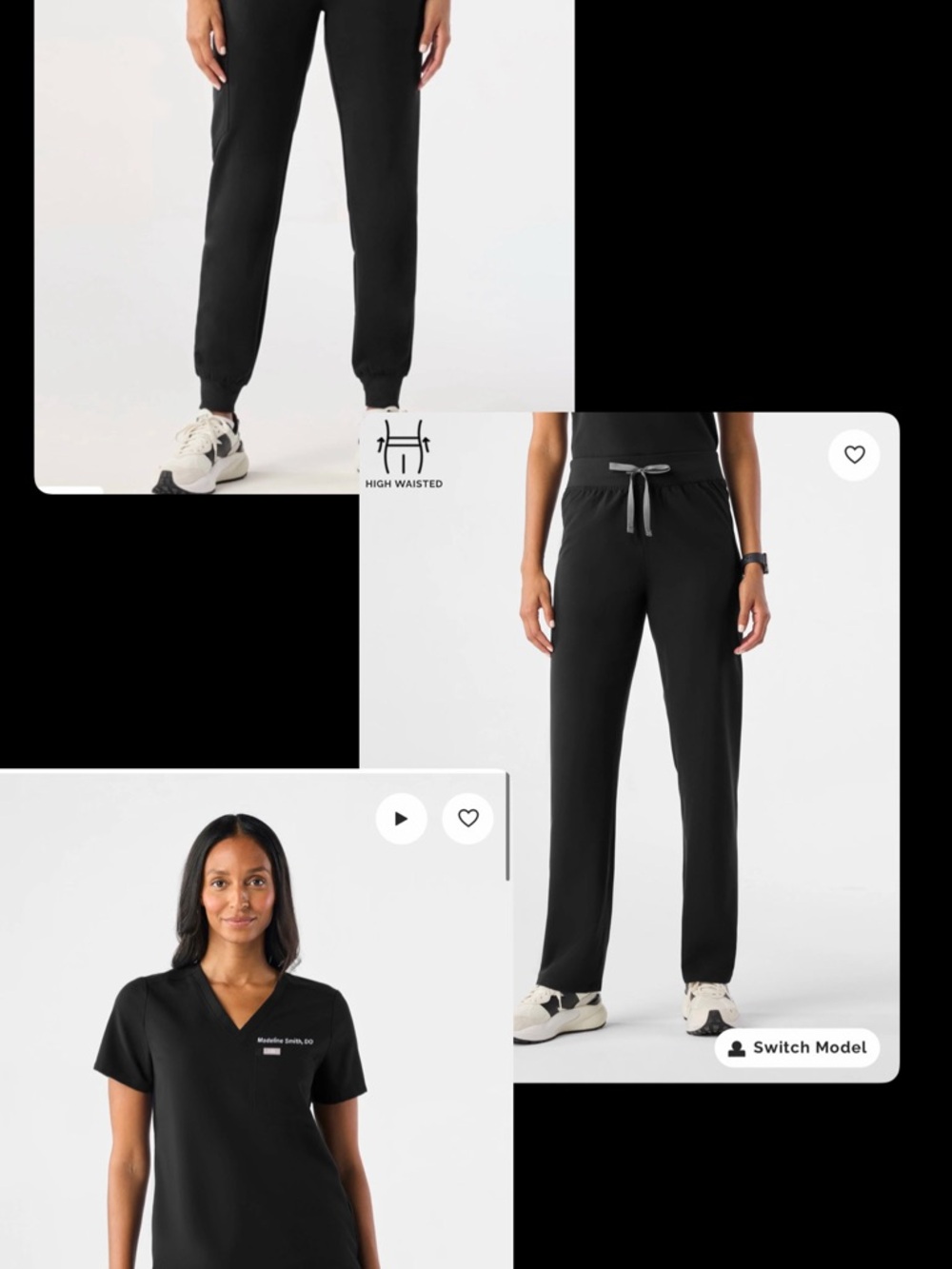 Figs Black Scrubs Set